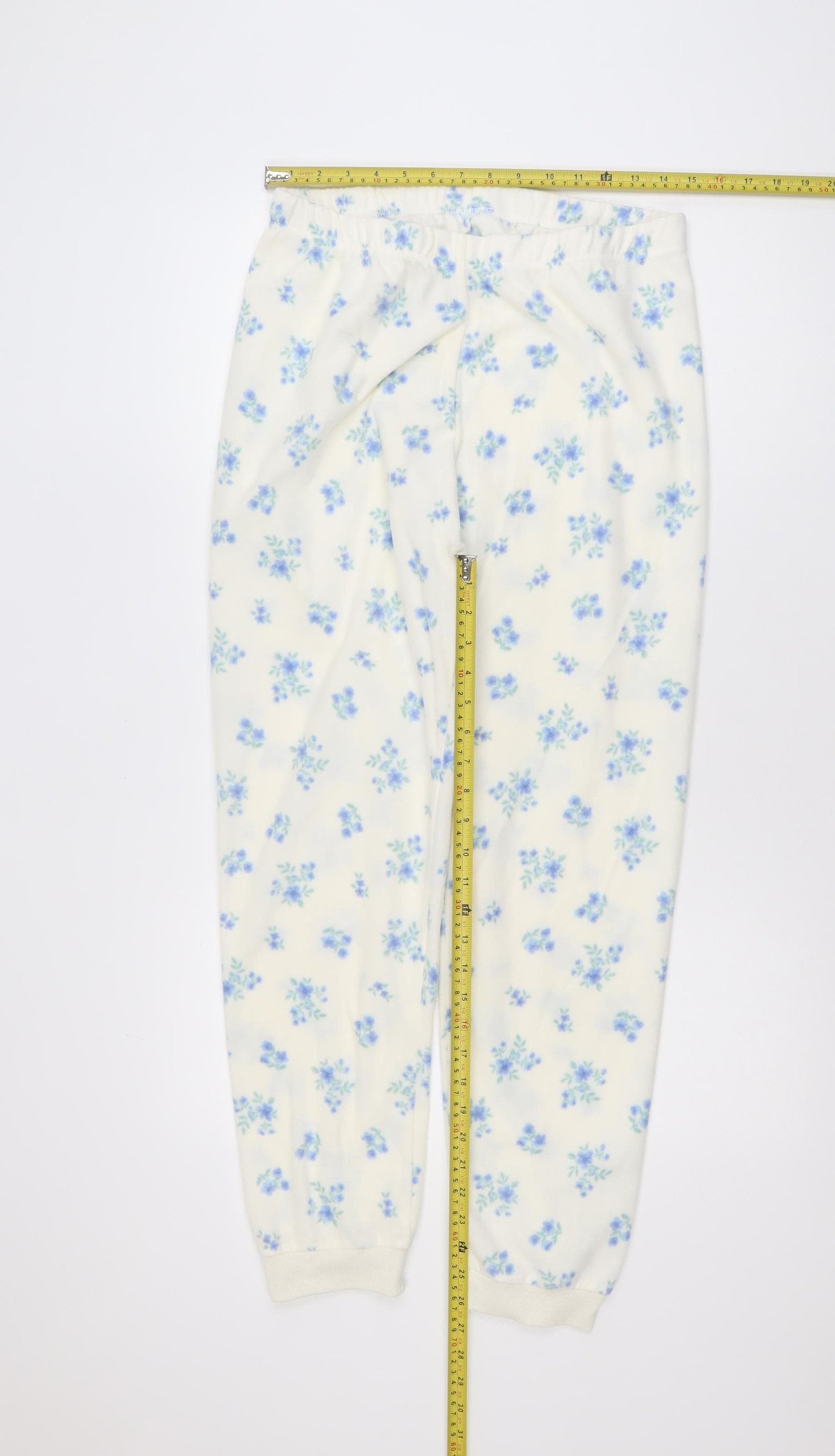 Dunnes Stores Womens White Floral Fleece Pyjama Pants Size 8