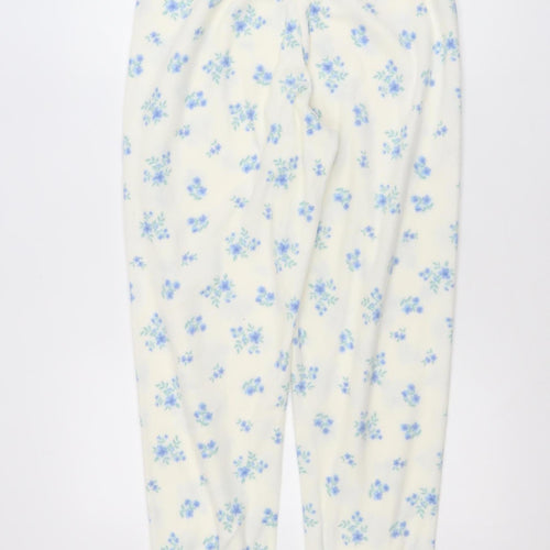 Dunnes Stores Womens White Floral Fleece Pyjama Pants Size 8