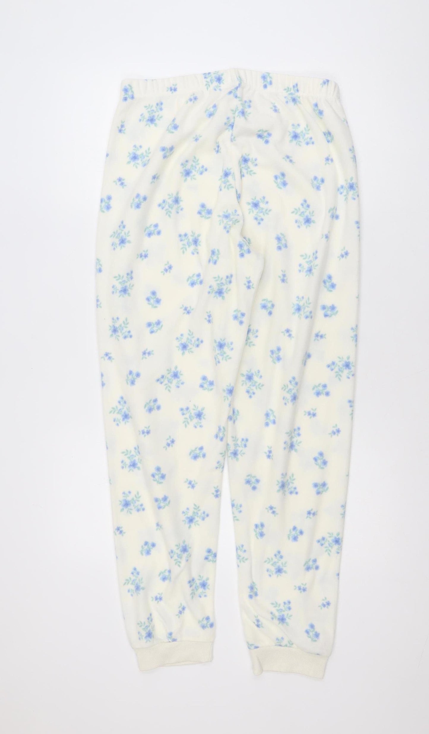 Dunnes Stores Womens White Floral Fleece Pyjama Pants Size 8