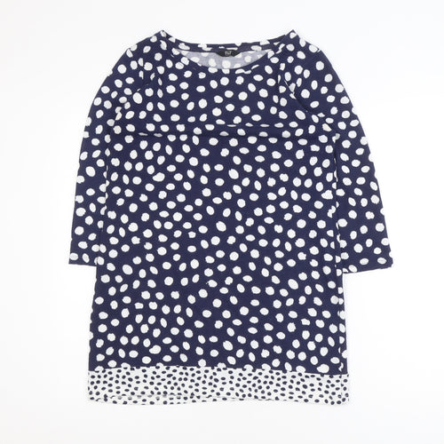 F&F Women’s Blue Polka Dot 3/4 Sleeve Tunic Blouse Size 12