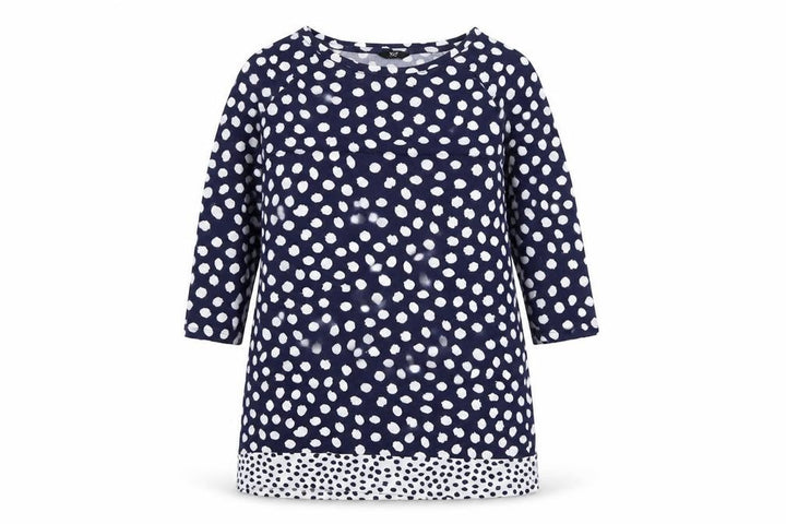 F&F Women’s Blue Polka Dot 3/4 Sleeve Tunic Blouse Size 12