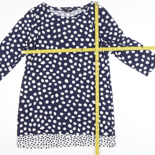 F&F Women’s Blue Polka Dot 3/4 Sleeve Tunic Blouse Size 12