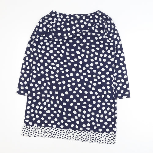 F&F Women’s Blue Polka Dot 3/4 Sleeve Tunic Blouse Size 12