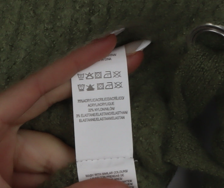 Primark Women's Green XL Ribbed Knit Pullover Jumper with Side Lace-Up
