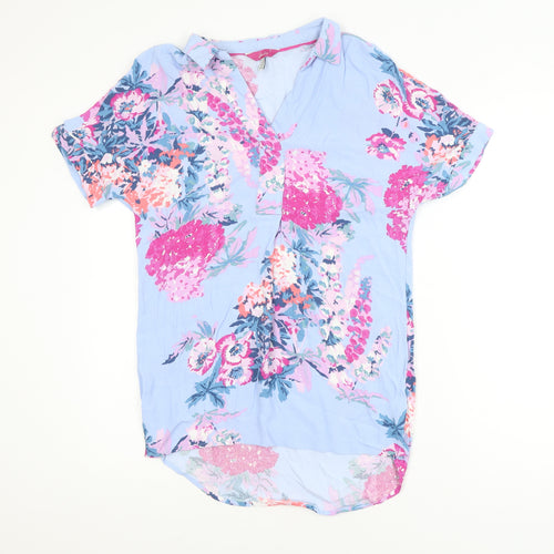 Joules Women's Blue Floral Viscose Tunic Blouse Size 8