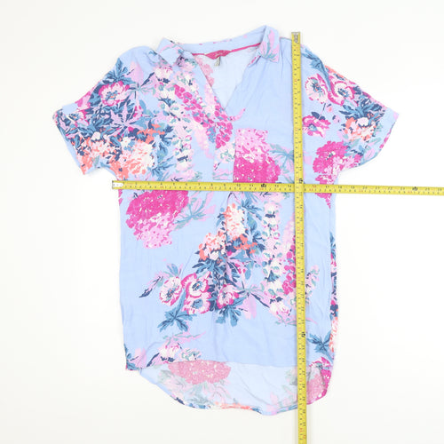 Joules Women's Blue Floral Viscose Tunic Blouse Size 8
