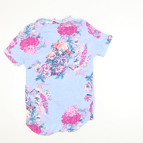 Joules Women's Blue Floral Viscose Tunic Blouse Size 8