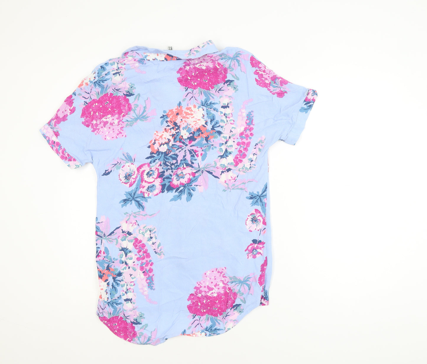 Joules Women's Blue Floral Viscose Tunic Blouse Size 8