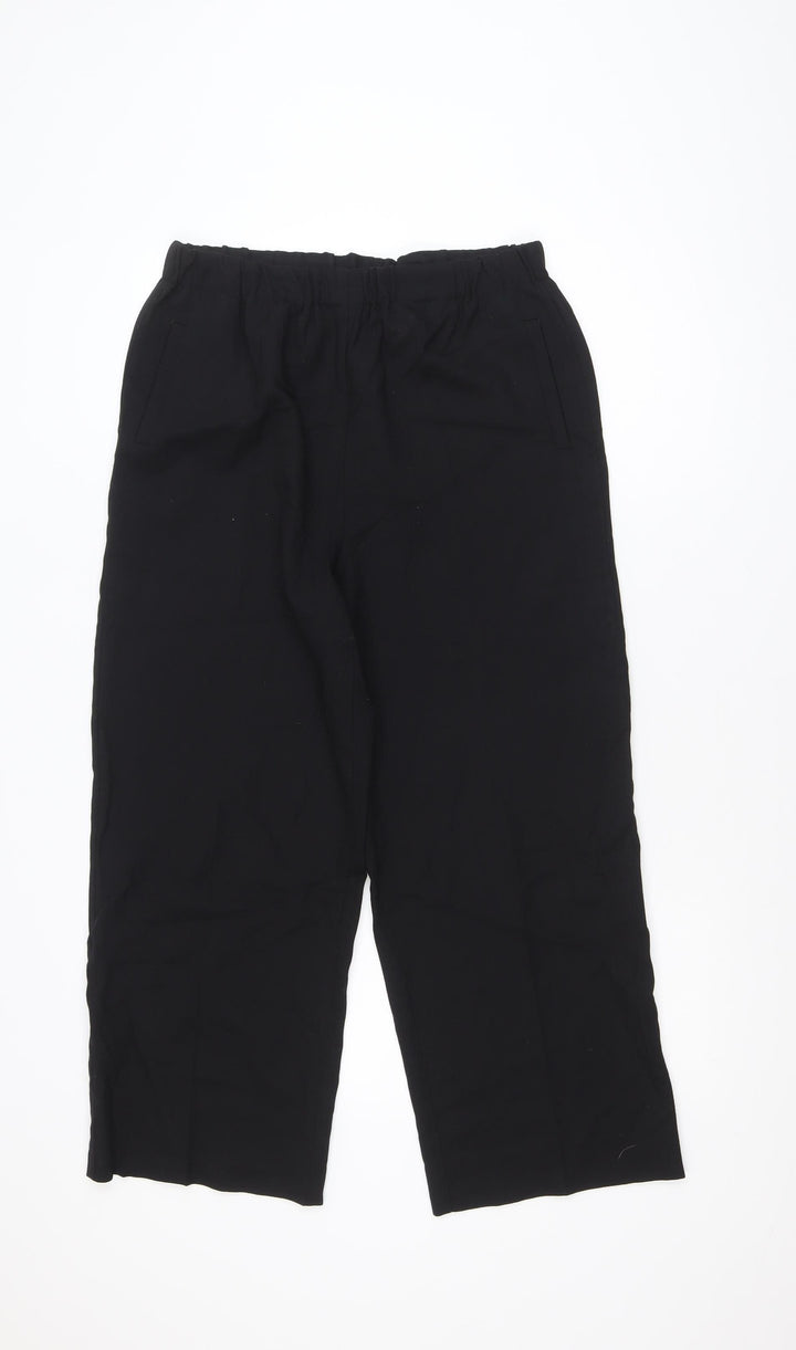 ROSSO 35 Women's Black Wool Cropped Trousers Size 18