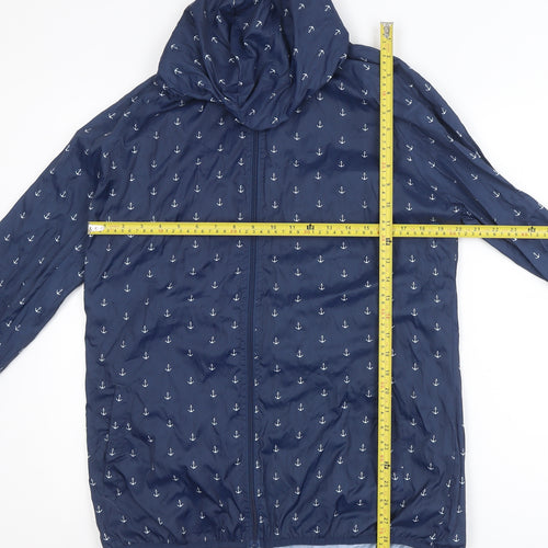 St. Bernard for Dunnes Stores Women's Blue Anchor Print Hooded Rain Jacket Size 14