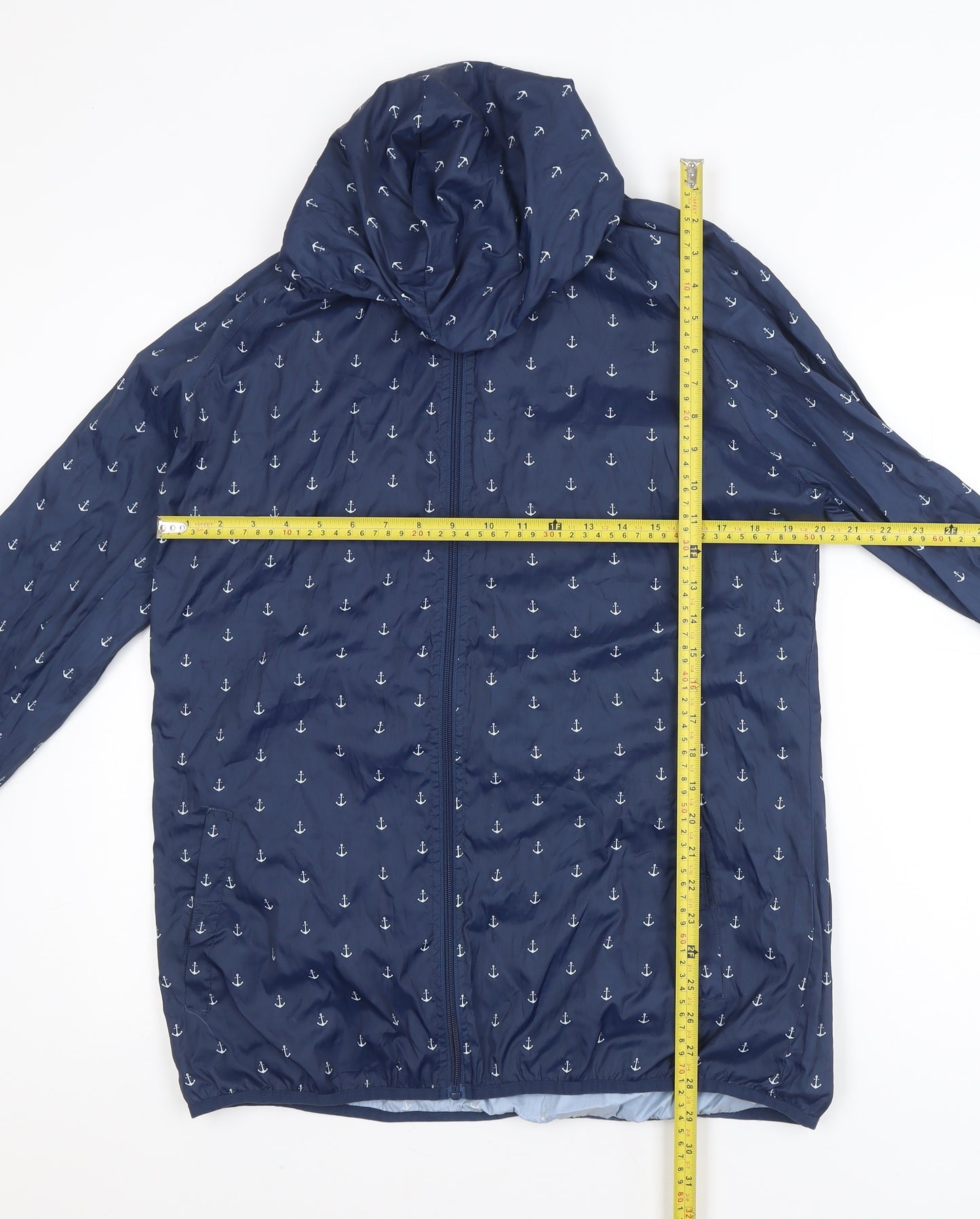 St. Bernard for Dunnes Stores Women's Blue Anchor Print Hooded Rain Jacket Size 14