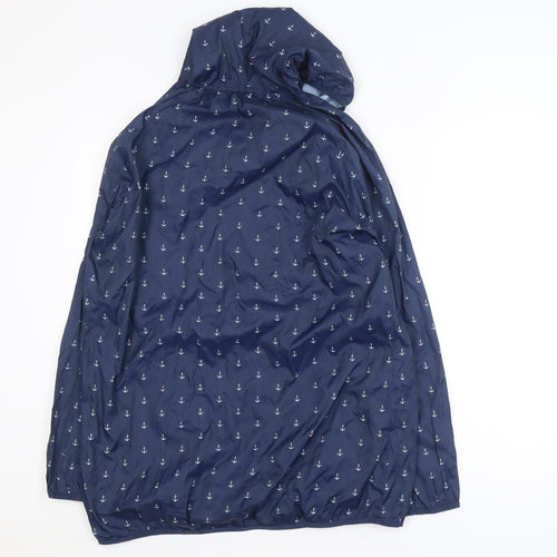 St. Bernard for Dunnes Stores Women's Blue Anchor Print Hooded Rain Jacket Size 14