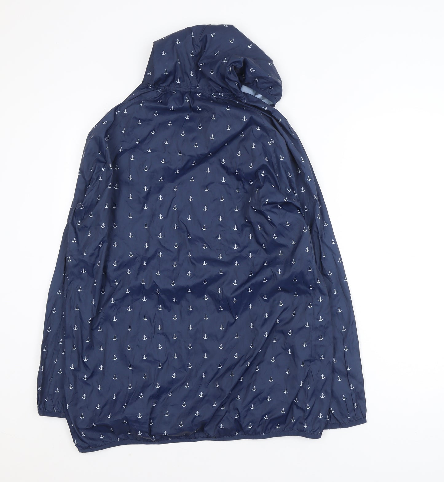 St. Bernard for Dunnes Stores Women's Blue Anchor Print Hooded Rain Jacket Size 14
