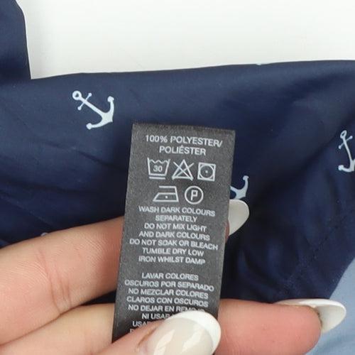 St. Bernard for Dunnes Stores Women's Blue Anchor Print Hooded Rain Jacket Size 14