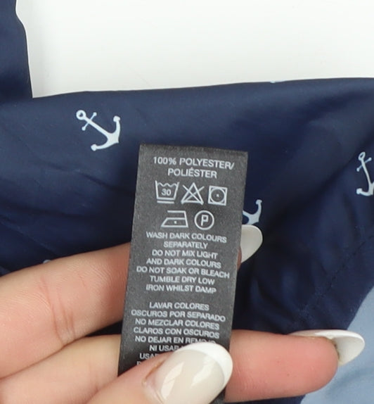 St. Bernard for Dunnes Stores Women's Blue Anchor Print Hooded Rain Jacket Size 14