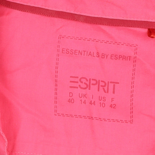 Esprit Women Pink Short Sleeve Button-Up Cotton Blouse Size 14