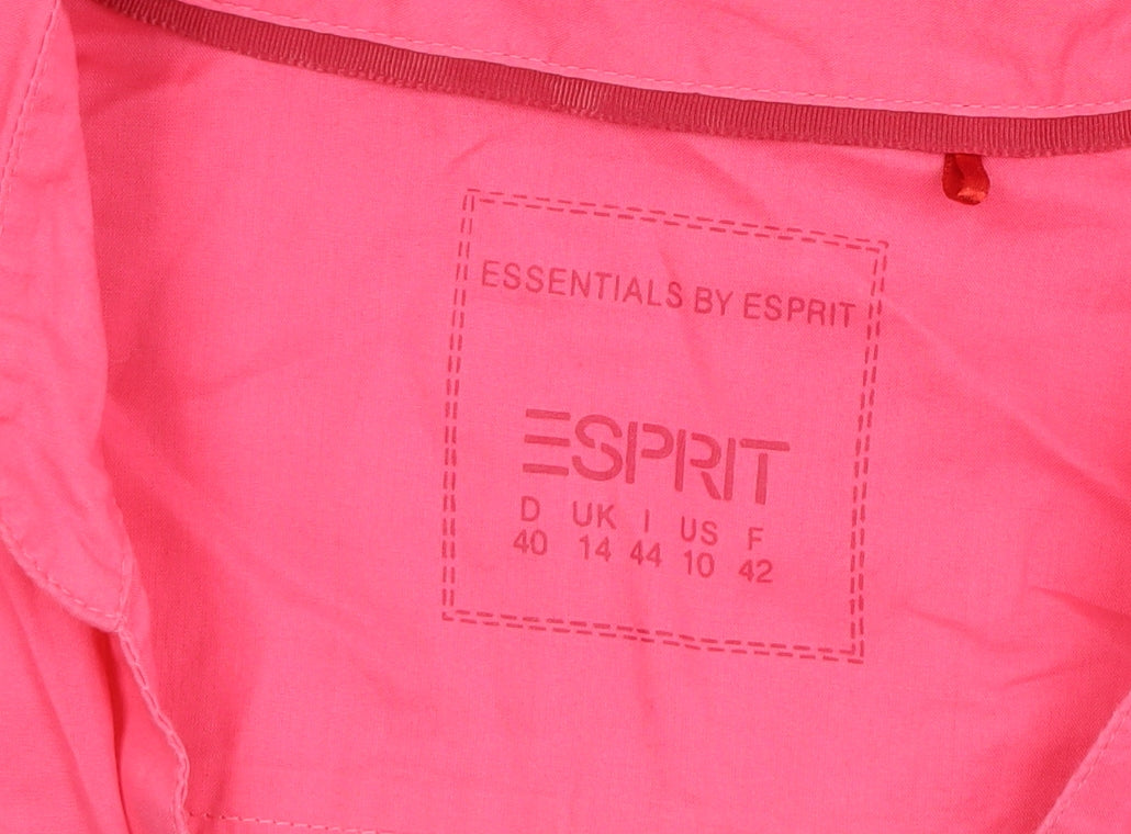 Esprit Women Pink Short Sleeve Button-Up Cotton Blouse Size 14
