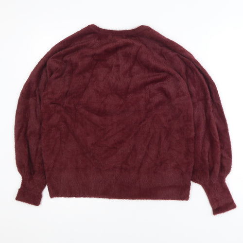 Gallery Women's Red Henley Knit Jumper Size M