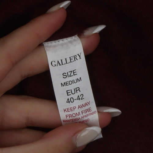 Gallery Women's Red Henley Knit Jumper Size M