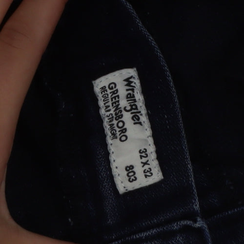 Wrangler Men Blue 32x32 Straight Regular Fit Greensboro Jeans