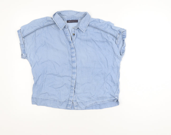 Marks and Spencer Women’s Blue Cropped Button-Up Denim Shirt Size 8 Petite