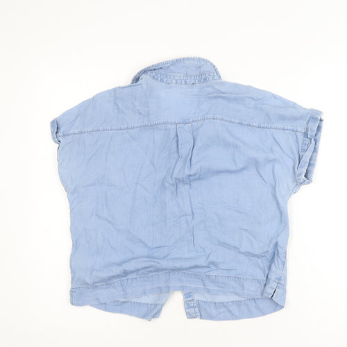 Marks and Spencer Women’s Blue Cropped Button-Up Denim Shirt Size 8 Petite