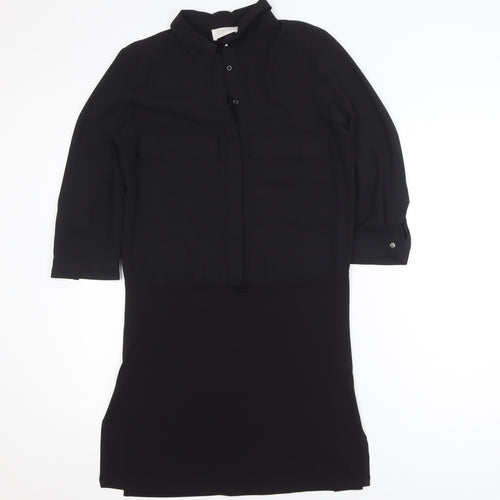Savida Women's Black Size 8 Collared Shirt Dress