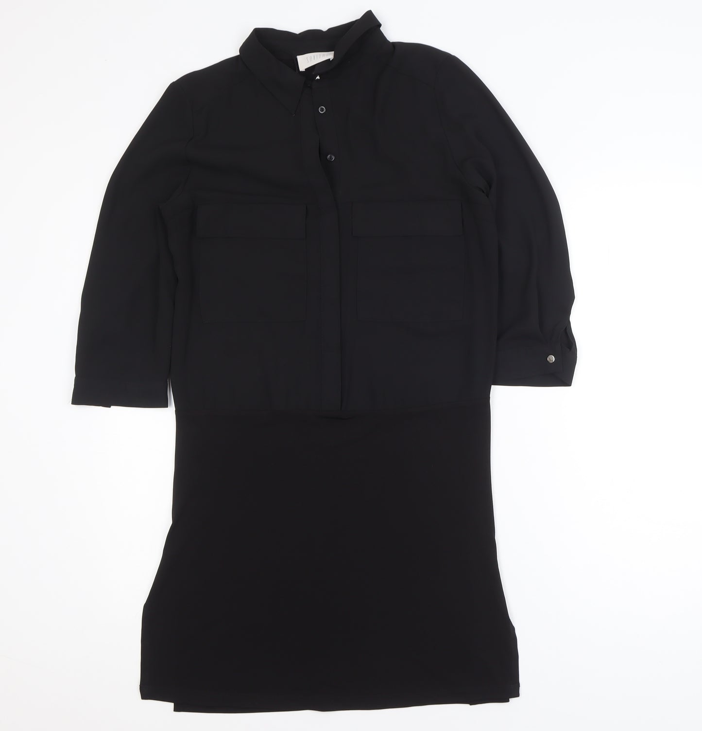 Savida Women's Black Size 8 Collared Shirt Dress