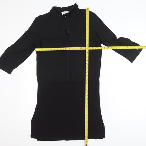 Savida Women's Black Size 8 Collared Shirt Dress