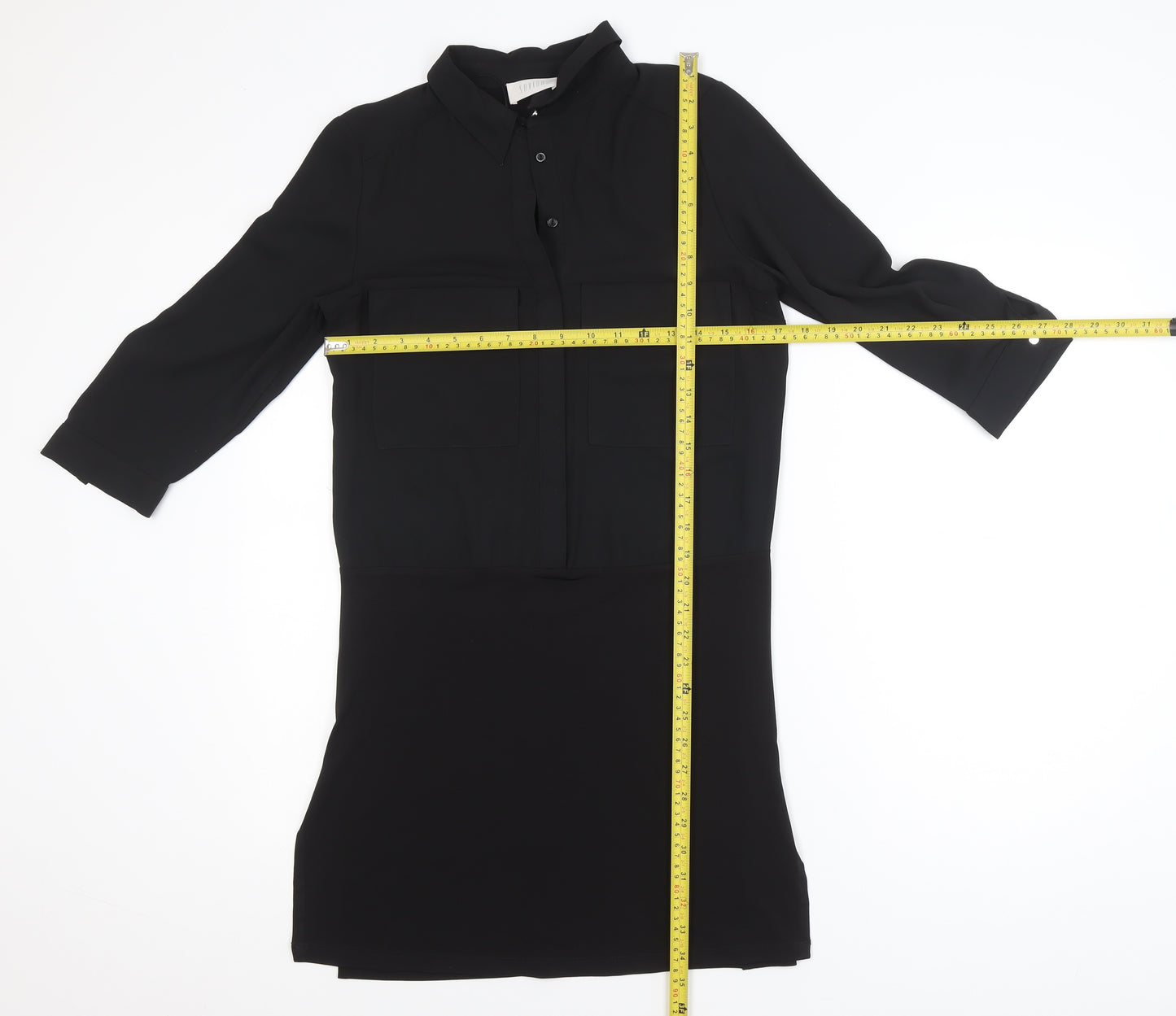 Savida Women's Black Size 8 Collared Shirt Dress