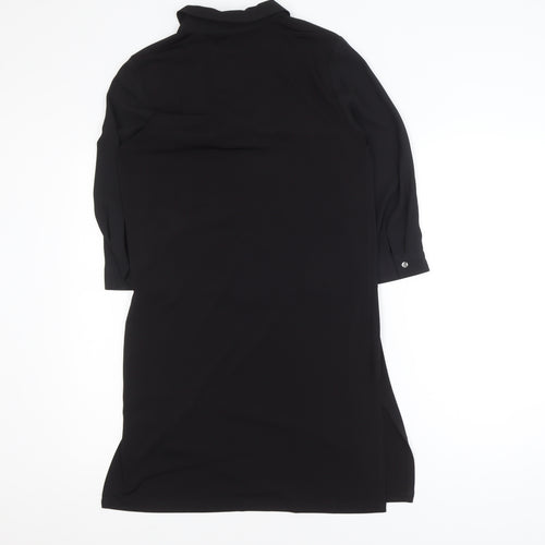Savida Women's Black Size 8 Collared Shirt Dress