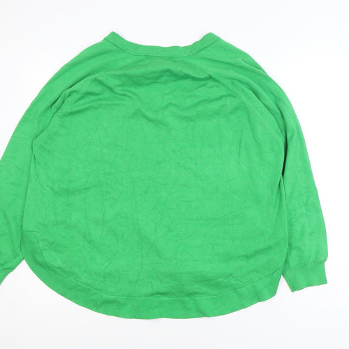 Gallery Women's Green V-Neck Relaxed Fit Knit Jumper Size XL