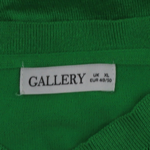 Gallery Women's Green V-Neck Relaxed Fit Knit Jumper Size XL