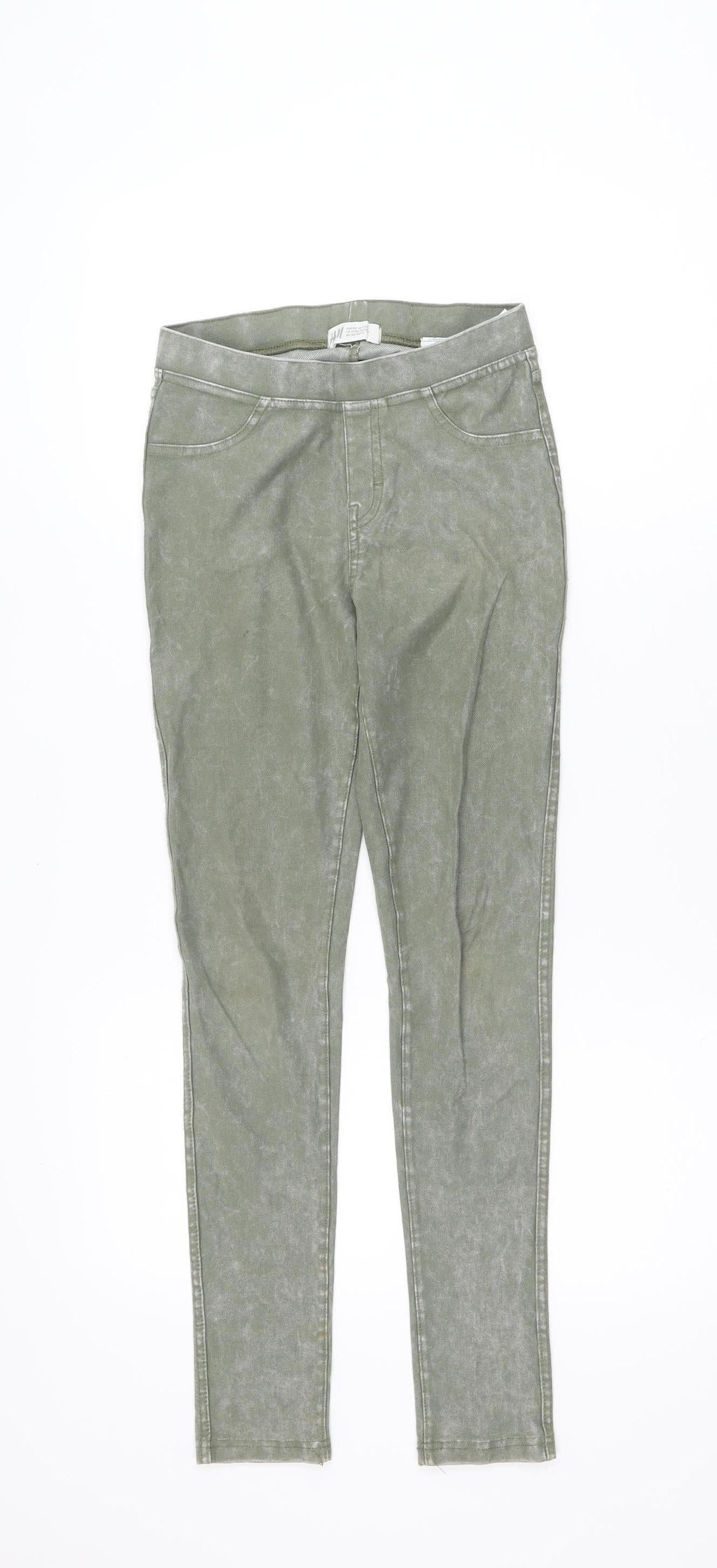 H&M Girls Green Skinny Jeans Size 11-12 Years Stretch Denim Casual