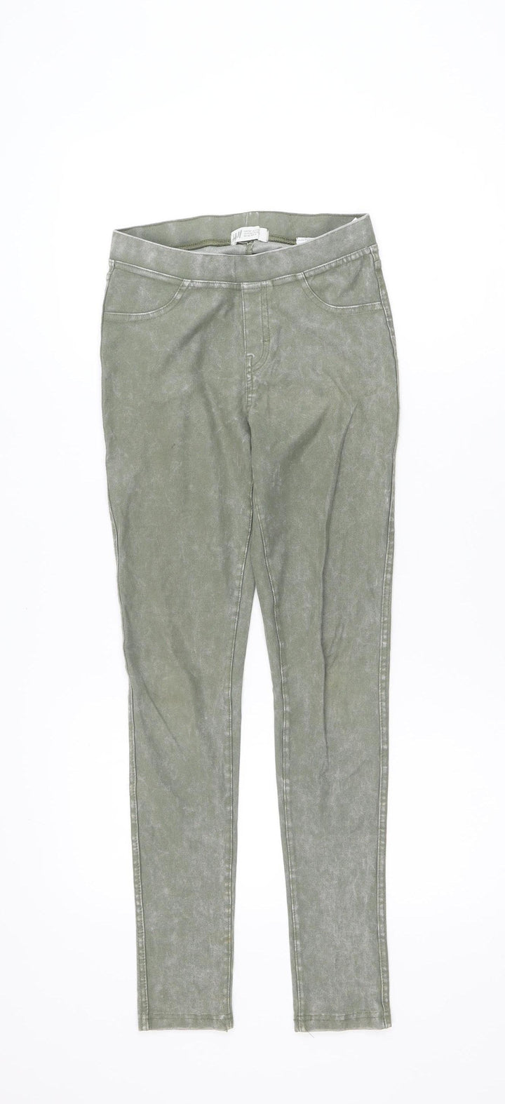 H&M Girls Green Skinny Jeans Size 11-12 Years Stretch Denim Casual
