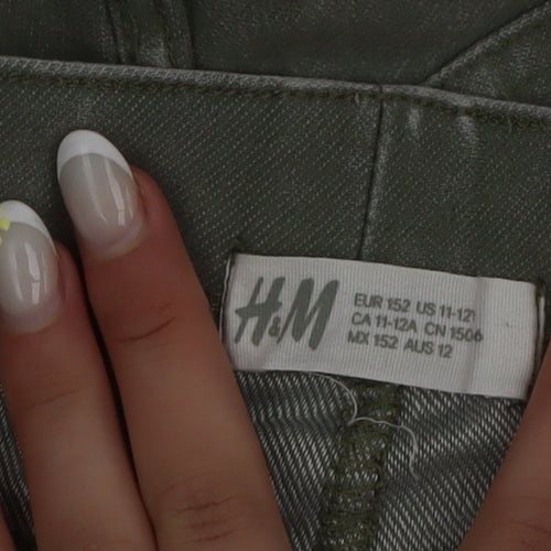 H&M Girls Green Skinny Jeans Size 11-12 Years Stretch Denim Casual