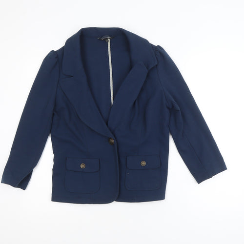 Dunnes Women Blue Size 12 Classic Lined Blazer Jacket