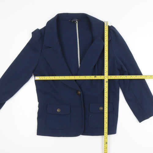 Dunnes Women Blue Size 12 Classic Lined Blazer Jacket