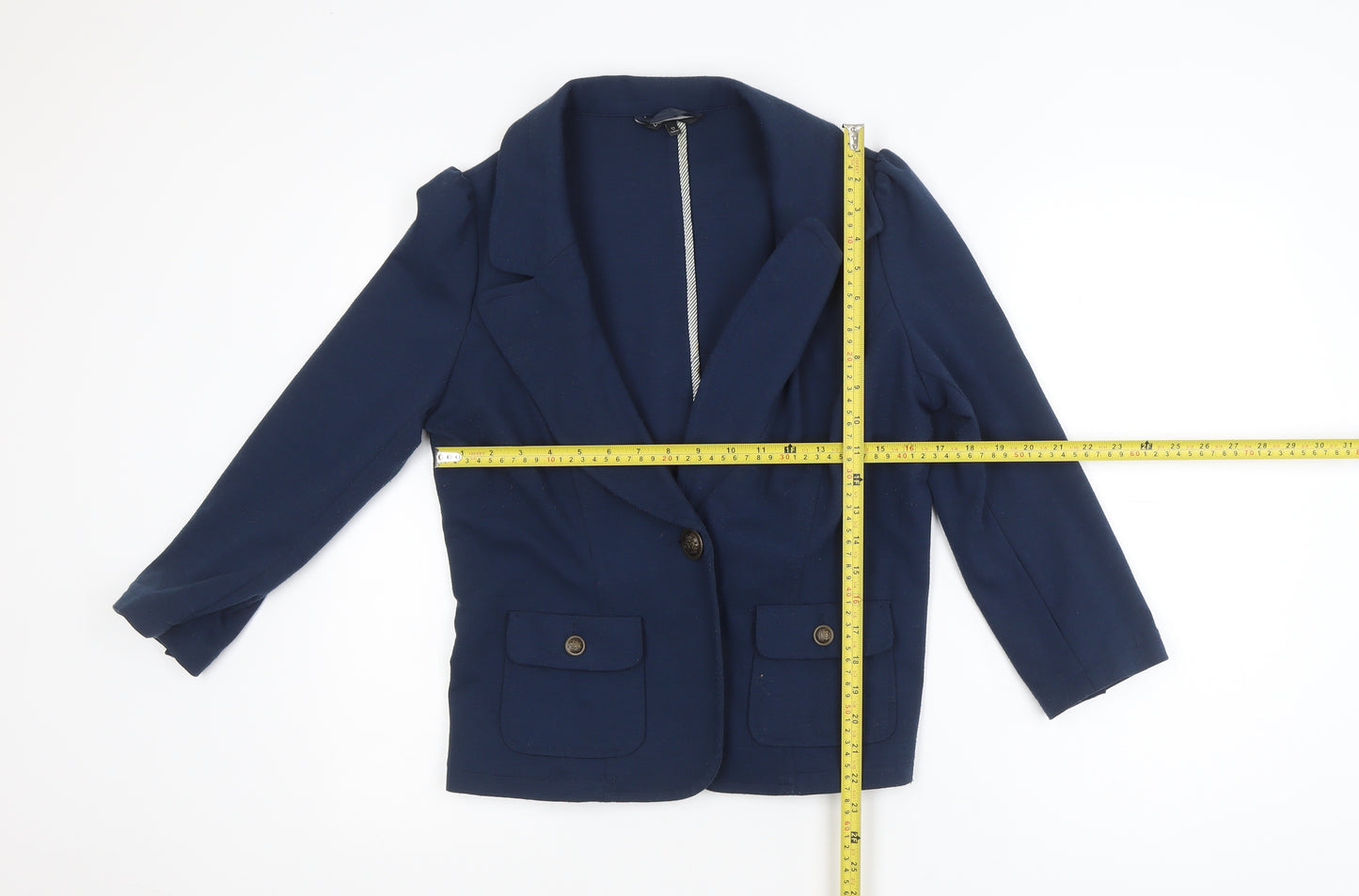 Dunnes Women Blue Size 12 Classic Lined Blazer Jacket