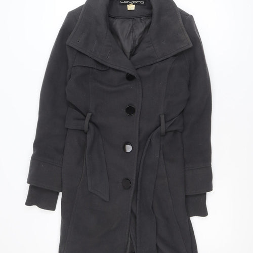 Lavoro Women's Black Wool Blend Belted Trench Coat Size 12