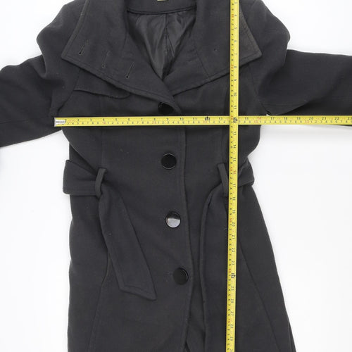Lavoro Women's Black Wool Blend Belted Trench Coat Size 12