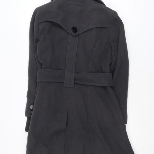 Lavoro Women's Black Wool Blend Belted Trench Coat Size 12