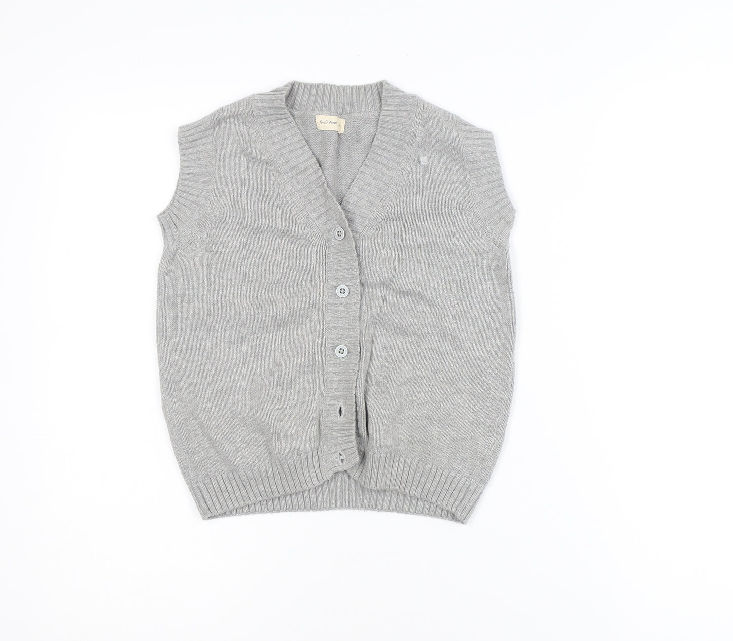 Fin & Vince Girls Grey 8-9 Years Cotton Button Cardigan Vest