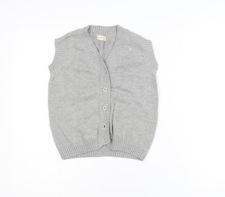 Fin & Vince Girls Grey 8-9 Years Cotton Button Cardigan Vest