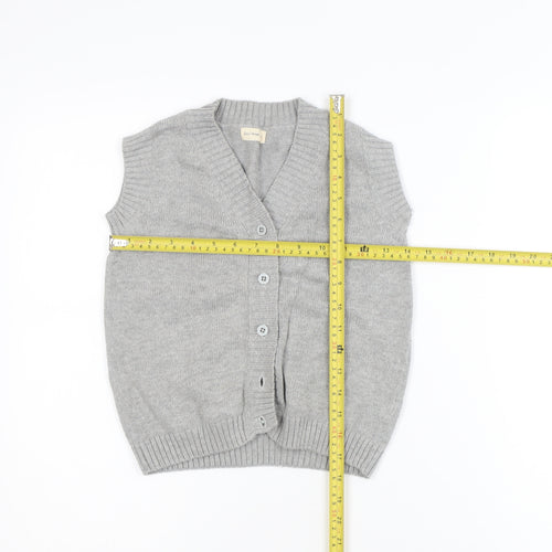 Fin & Vince Girls Grey 8-9 Years Cotton Button Cardigan Vest