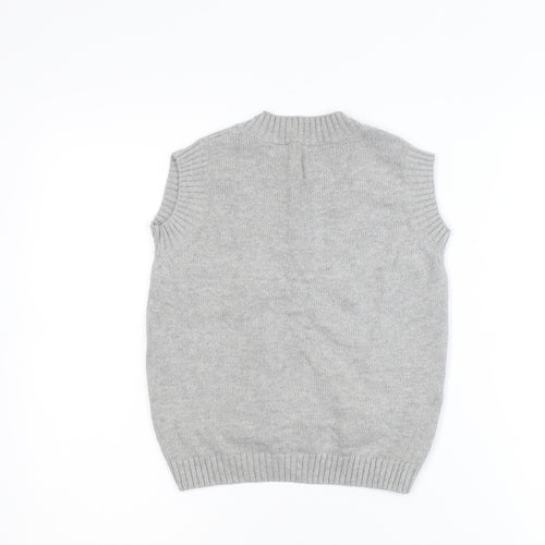 Fin & Vince Girls Grey 8-9 Years Cotton Button Cardigan Vest