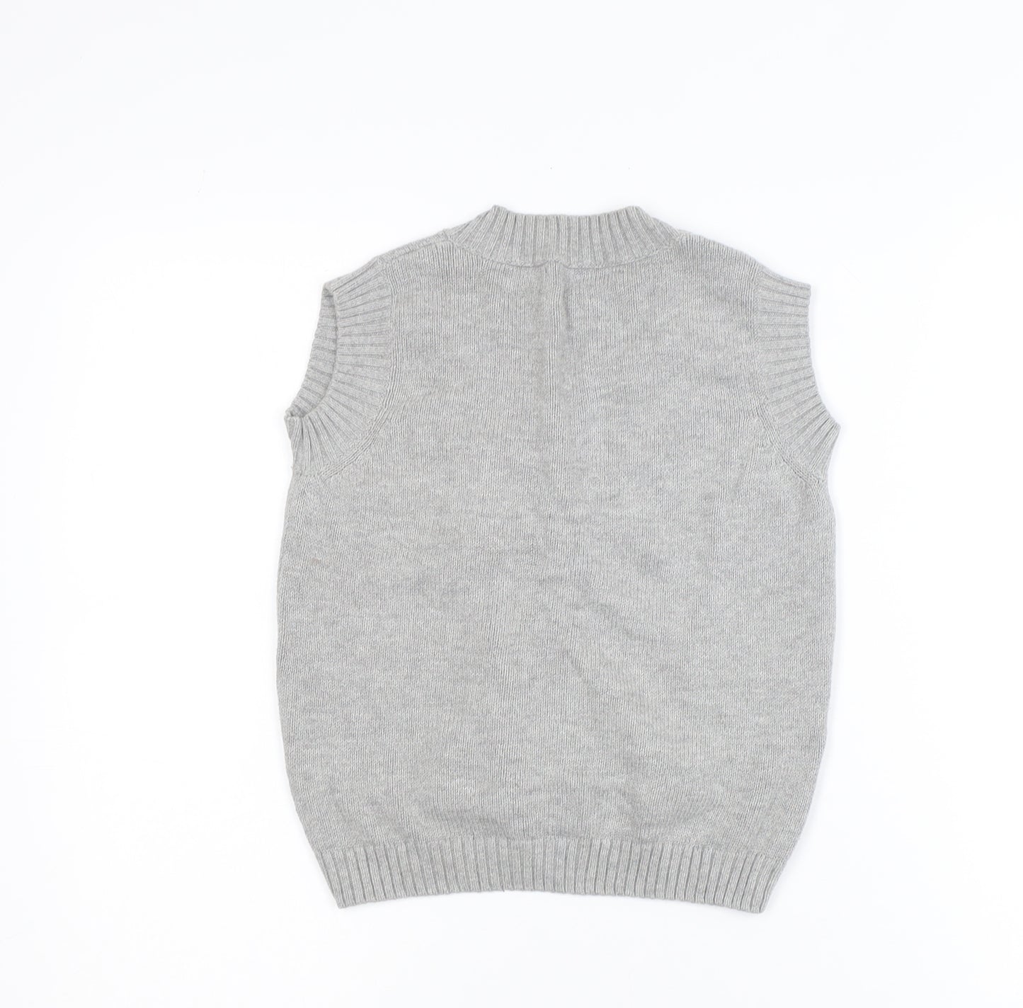 Fin & Vince Girls Grey 8-9 Years Cotton Button Cardigan Vest
