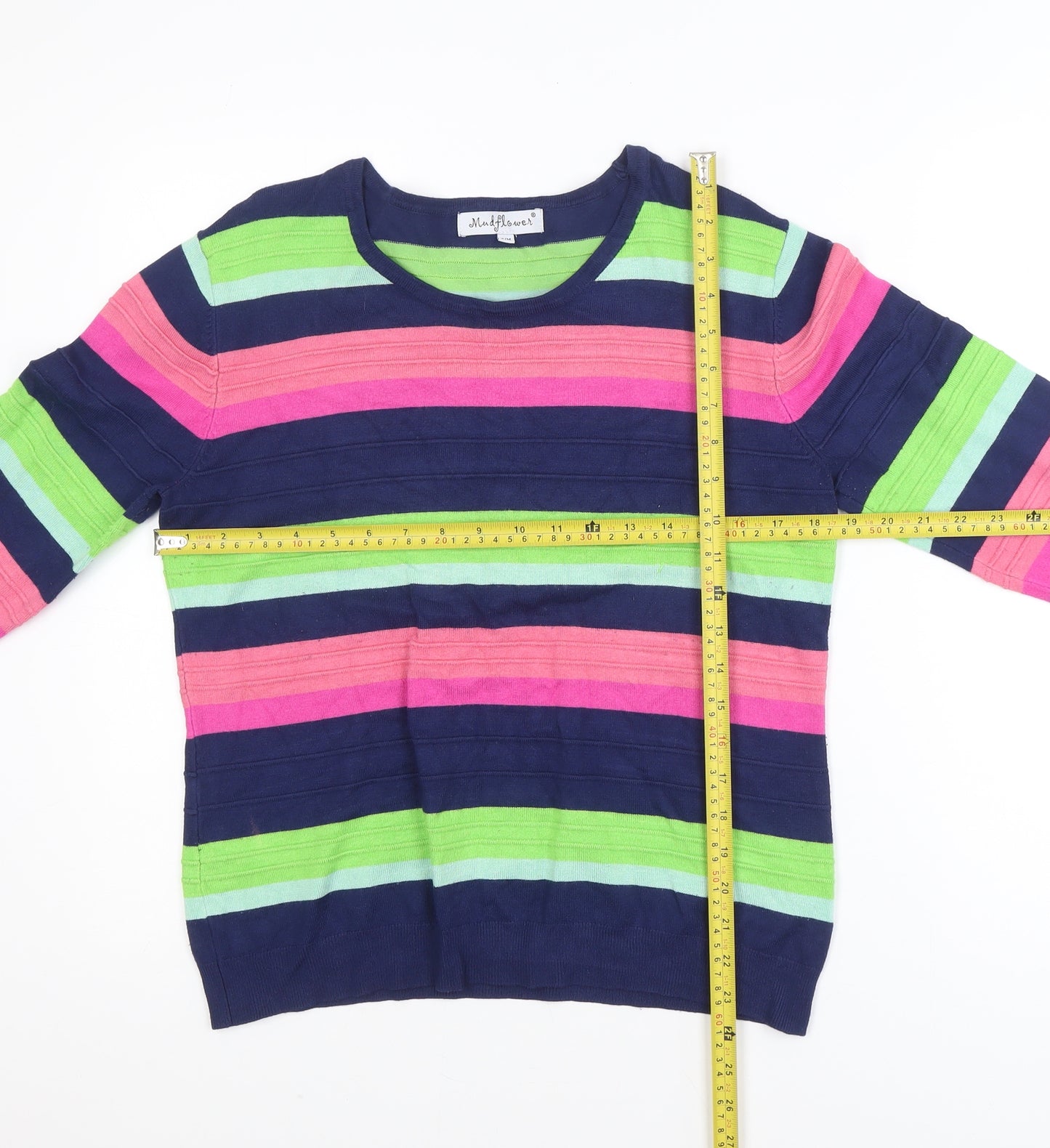 Mudflower Women's Multicoloured Striped Pullover Jumper S