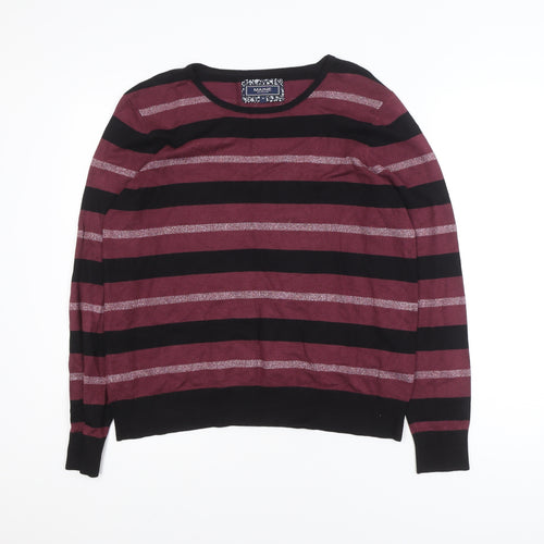 Maine New England Women’s Burgundy & Black Striped Crew Neck Jumper Size 14