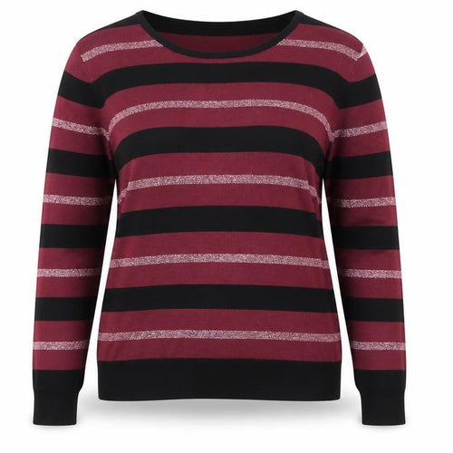 Maine New England Women’s Burgundy & Black Striped Crew Neck Jumper Size 14
